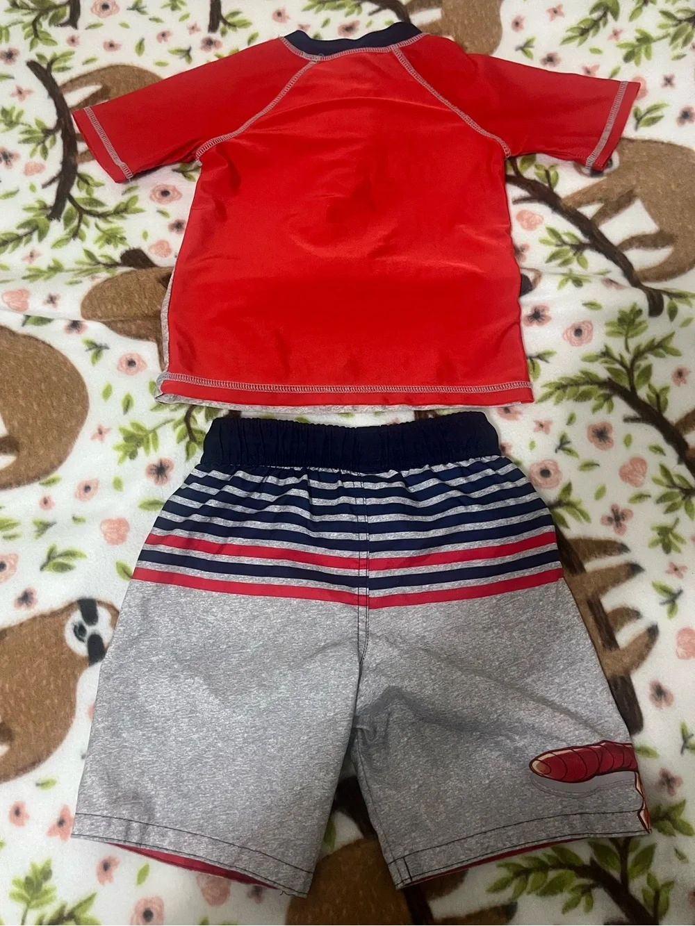Spiderman Grey and Red Kids Swimsuit Top & Shorts - Boys X-Small